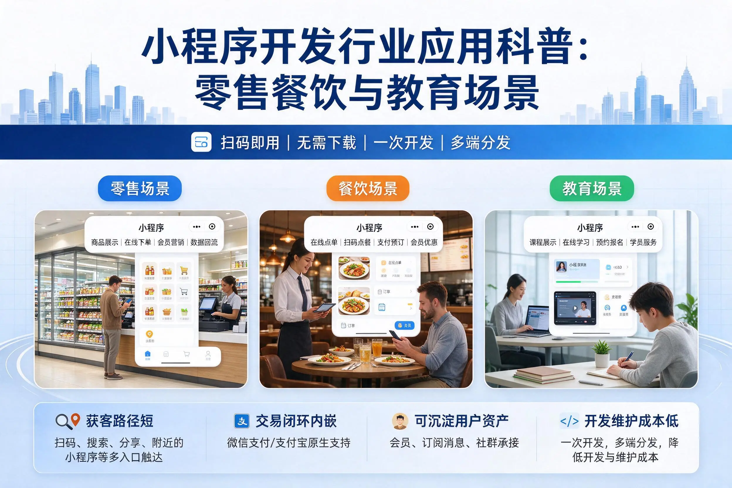 朝阳小程序开发行业应用科普：零售餐饮与教育场景
