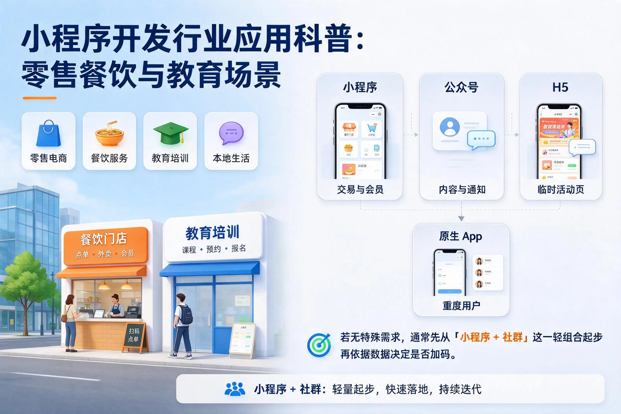 朝阳小程序开发行业应用科普：零售餐饮与教育场景
