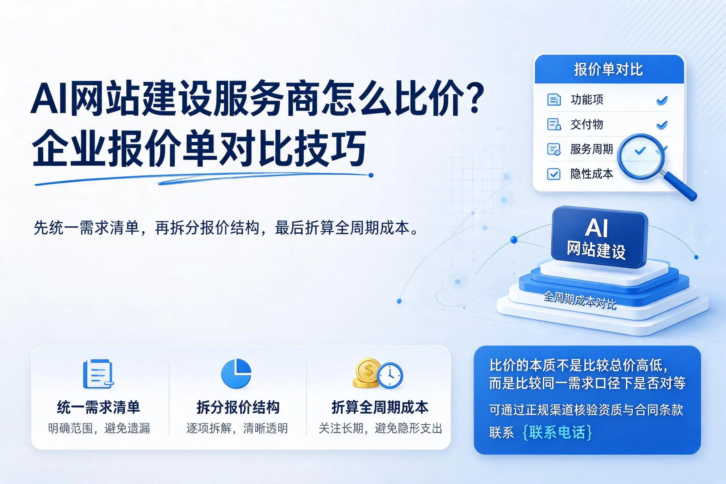 AI网站建设服务商怎么比价？朝阳企业报价单对比技巧